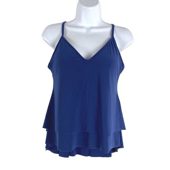 Magicsuit Jolene Underwire Tankini Top Women's Size 8 Blue Solid Polyester Blend - Picture 1 of 6